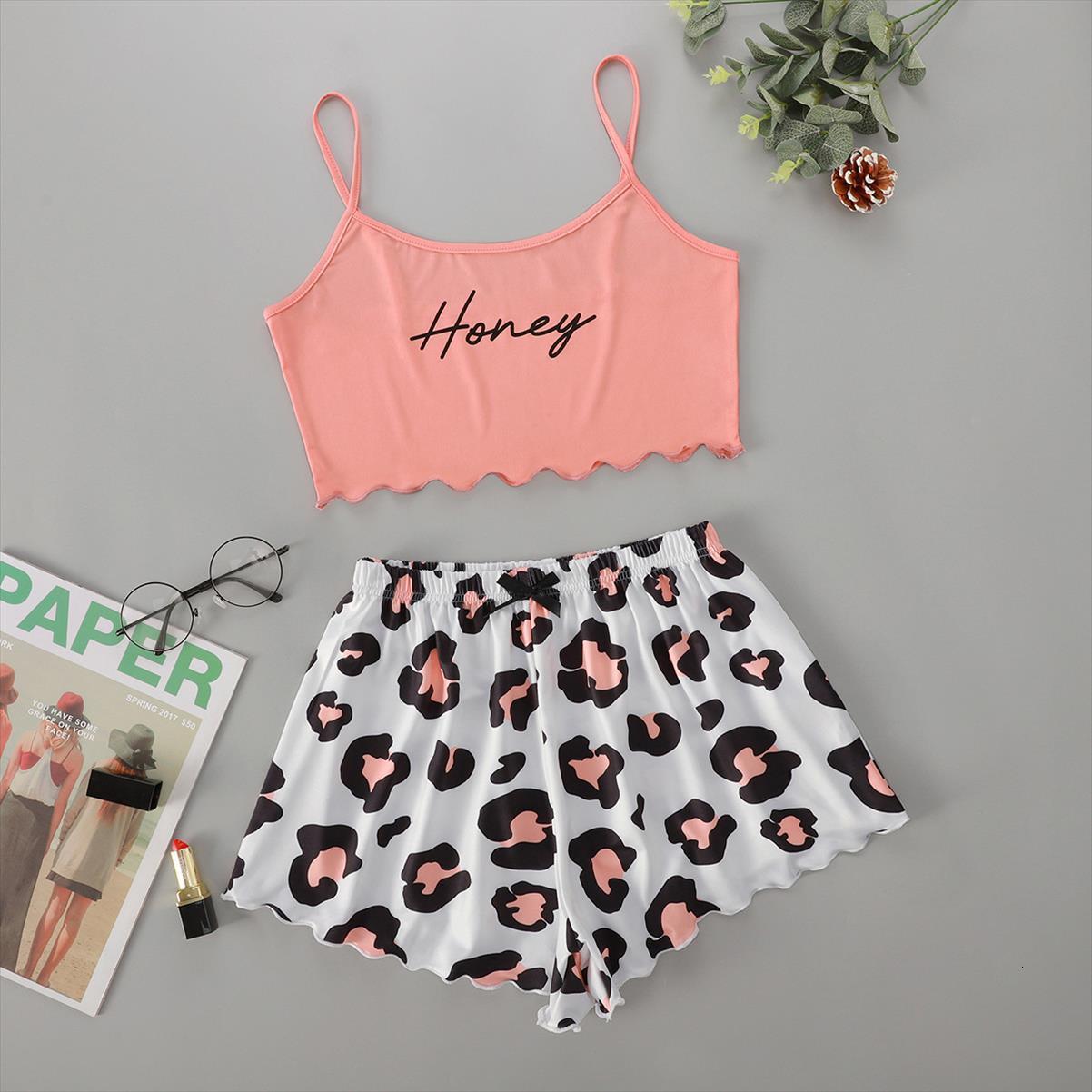 

cute cartoon print short women sleepwear set pajamas pajama sweet sleeve v neck shorts summer pijama, Black;red