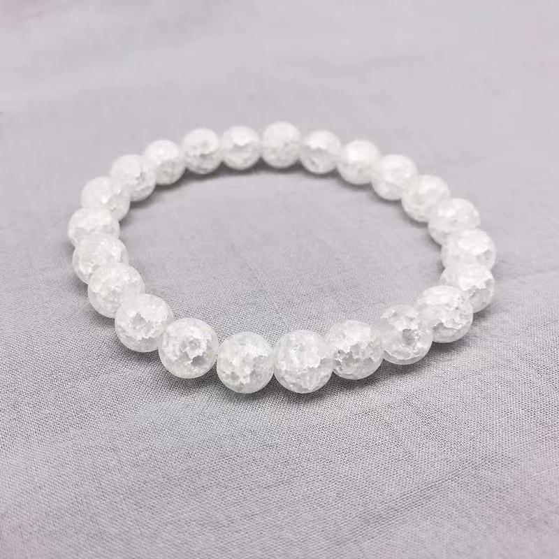 

Beaded, Strands Natural Stone Bead Matte White Popcorn Crystal Bracelet&Bangle For Men Women 6/8/10/12MM Braided/Elastic Rope Lucky Jewelry