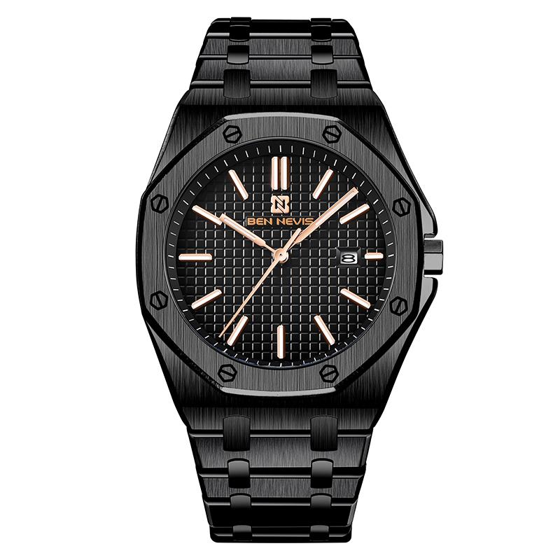 

Wristwatches Unique Men Sport Watch Calendar Quartz Business Watches Vintage Black Stainless Steel Fashion Male Bracelet Dress Clock Reloj, Silver