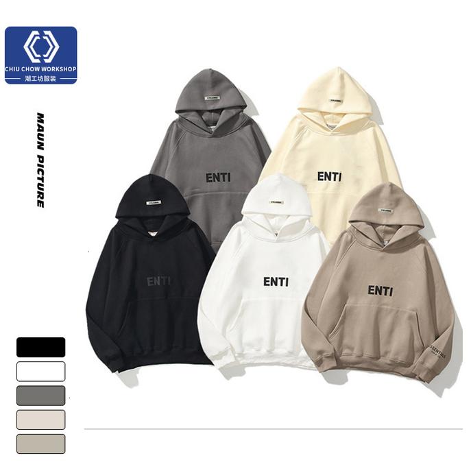 

2021Men Hoodie High Quality Loose Women Sweatshirt with Label Fashion Hip Hop Letters Long Sleeve Top Jacket with bag, Black