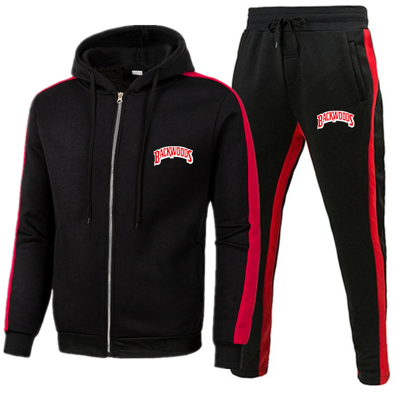 

backwoods Men' Designer Tracksuit 2 sets of new fashion jacket sportswear woman sweatpants hoodies spring and autumn brand hoodie pants, Black