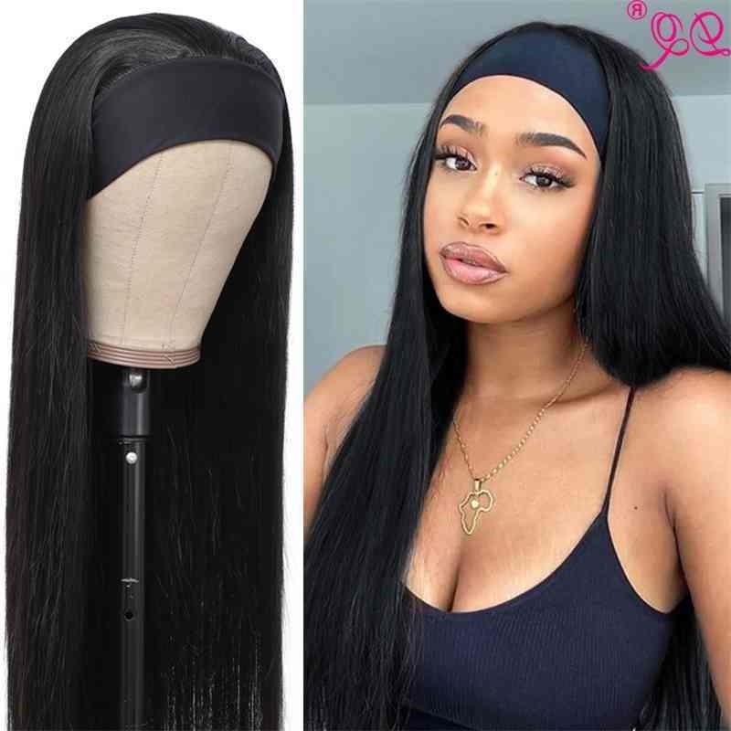 

Silky Straight Synthetic DQ for Woman Daily Party Cosplay s Easy Wear Heat Resistant Fiber Wig with Headband, #1b