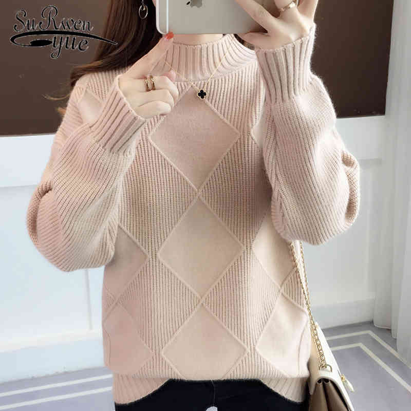 

winter Loose Women Sweater Turtleneck Long Sleeve Casual Womens Blouses Soft Women Clothing Pullovers Sweaters 5775 50 210518, Blue