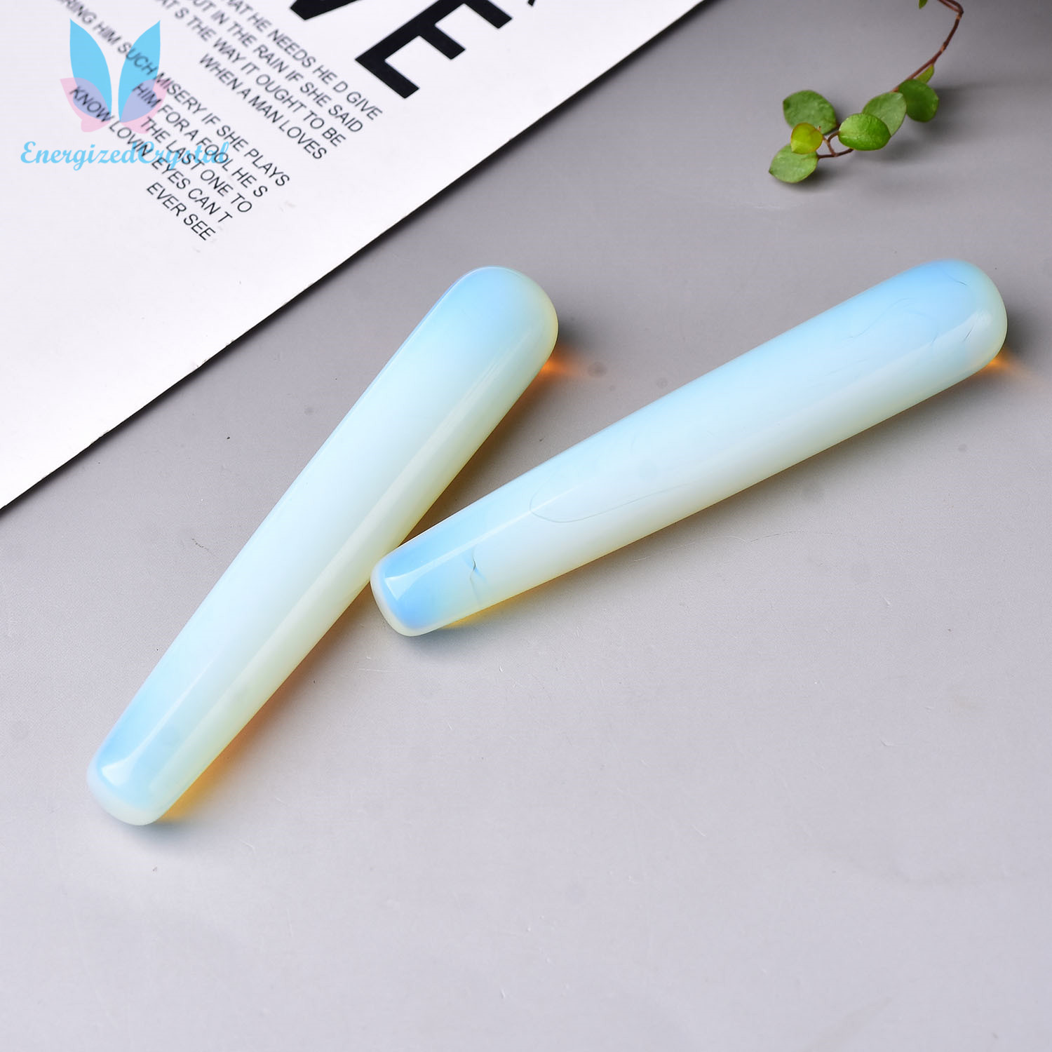 

Natural Clear Opal Quartz Healing Crystal Massage Reiki Wand Meditation Gift