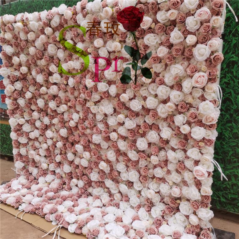 

Decorative Flowers & Wreaths SPR Wholesale Rose Wall Luxury Wedding Stage Ceiling 3D Rolled Up Blush Pink Artificial Flower Panels