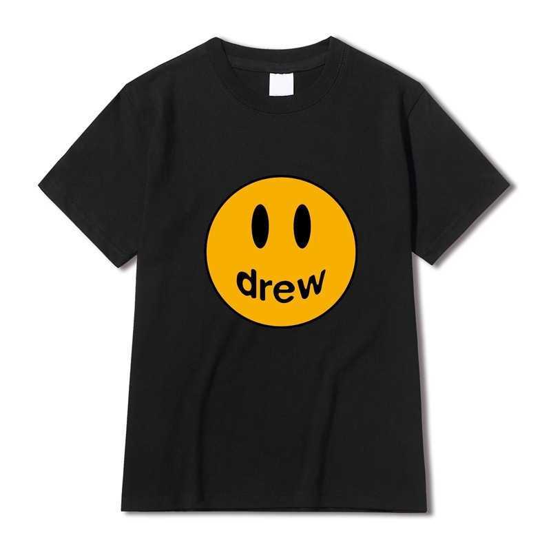 

New drew house smile high street couple T-shirt summer short sleeve, Sapphire blue smile