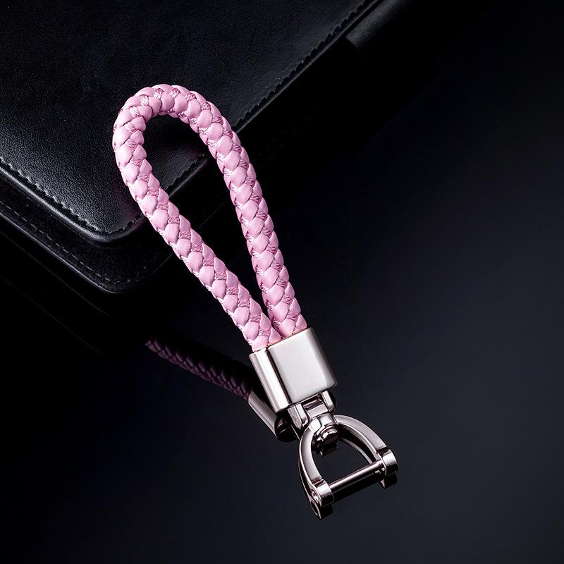 

Keychains Hand Woven Leather Car Keychain For Morris Garages MG EV ZS MG3 MG5 MG6 MG7 Metal 360 Degree Rotating Horseshoe Buckle Key Chain