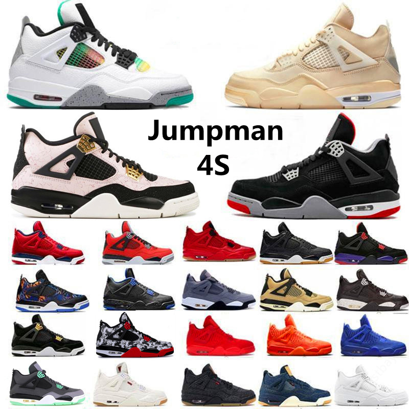 

2021 TOP Quality Jumpman 4s Basketball Shoes 4 University Blue Sail Kaws Metallic Purple Cement Alternate Black White Mens Women, Only packing not sold separately