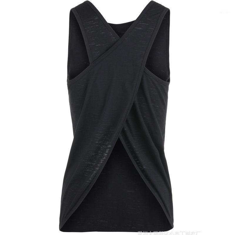 

Yoga Tank Top Quick Dry Loose Design Fitness Vest Women' Workout T-Shirts Exercise Sports Gym Clothes Outfit, Black