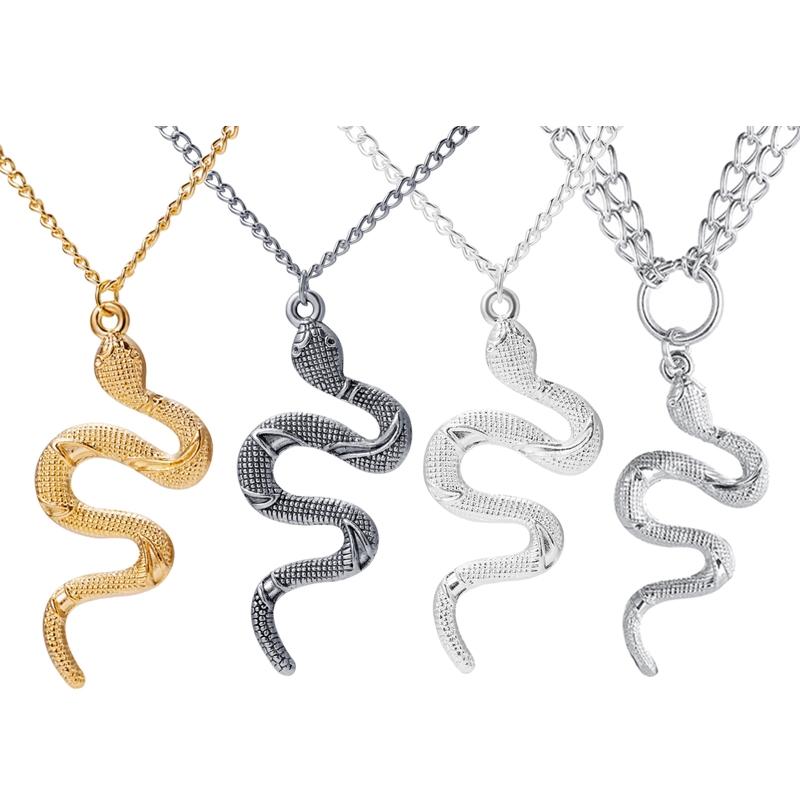 

Chains Unique Personality Gold Snake Necklace Silver Pendant For Women Halloween Domineering Neck Jewelry Gift