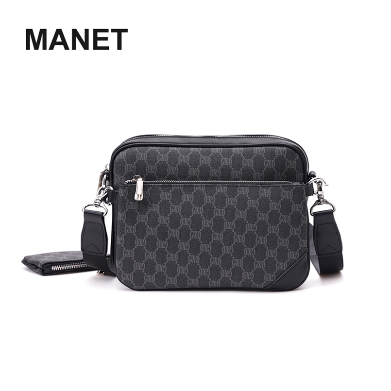 

MANET Luxury Brand Leather Mens Crossbody Bag Plaid Pattern Travel Messenger Bags For Man High Quality Satchel Sling School Bag 210809, Blue