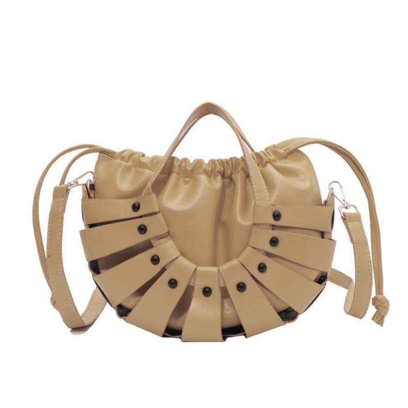 

Evening Bags Women Hollow Out Crossbody Bag, Vintage Fan-Shaped Shoulder Purse Lightweight Bucket Bag2021 Fashion