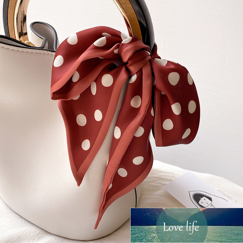

Spain Luxury Brand Polka Dot Stain Silk Scarf Women Soft Thin Shawls and Wraps Office Lady Hair Band Foulard Hijab 100*10Cm