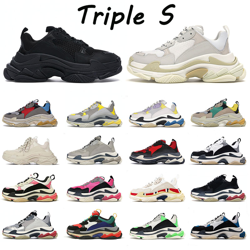 

Authentic Triple S Crystal Bottom Paris 17 FW Running Shoes All White Black Fashion Platform sneakers Mens Womens Luxurys Designers Wedding Trainers Outdoor, B9 black pink 36-40