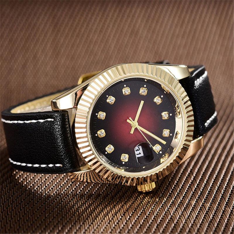 

Mens Watches Tag Quartz Movement Diamond Watch Women Leather Men Wrist Clock Gift For Couple Wristwatches, Slivery;brown