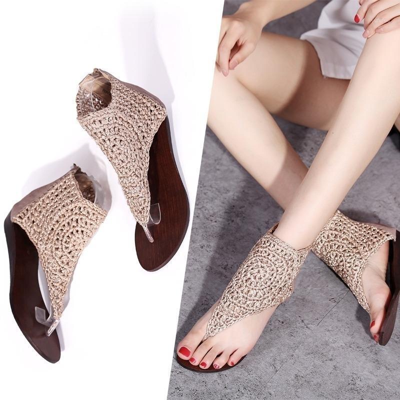 

Sandals Women Summer 's Flats Shoes Real Reather Roman Sandalias Sapato Feminino Zapatos De Mujer Casual Shoes1 WA98, Apricot