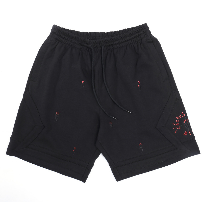 

shorts fgss men's clothing | summer fashion brand small plant embroidery loose and capris casual pants, White;black
