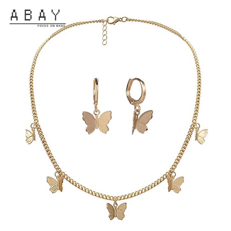 

Earrings & Necklace Women Butterfly Geometric Tassel Temperament Single Layer Fashion Versatile Simplicity Girl Pendant Trend, As pic