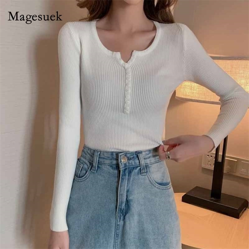 

Korean Style V-neck Women Sweater Autumn Winter Knitted Pullover Slim Long Sleeve Female Jumper Knitwear 11071 210518, Black