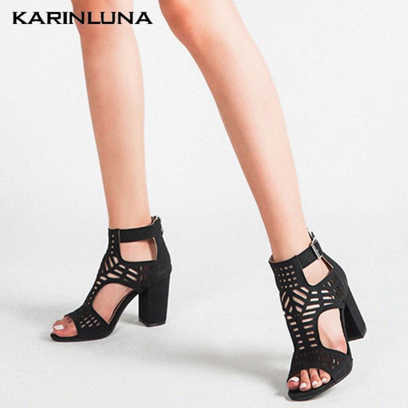 

Karin Brand Design Gladiator Women Sandal Square Heel Peep Toe Platform Pumps Summer Casual Woman Shoes Sandals, Black