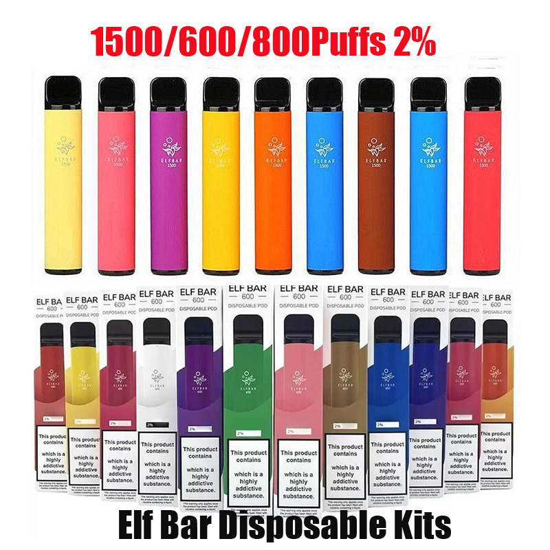 

Elf Bar Disposable E Cigarettes Pod Device 1500 600 Puffs 850mAh 550mAh Battery 4.8ml 2ml Prefilled Cartridge Vape Pen Vs BANG Plus XXL Elux 800 Lux Crystal 2500