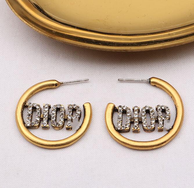 

18color 18K Gold Plated Luxury Brand Designer Letters Stud Long Earring Circle Crystal Geometric Women Rhinestone Pearl Lady Wedding Party Jewerlry Accessories