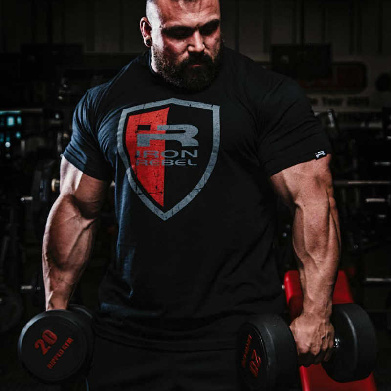 

Men Fashion 100% Cotton T Shirts Bodybuilding Workout Gym Casual T-Shirt Tops 210629, Black02