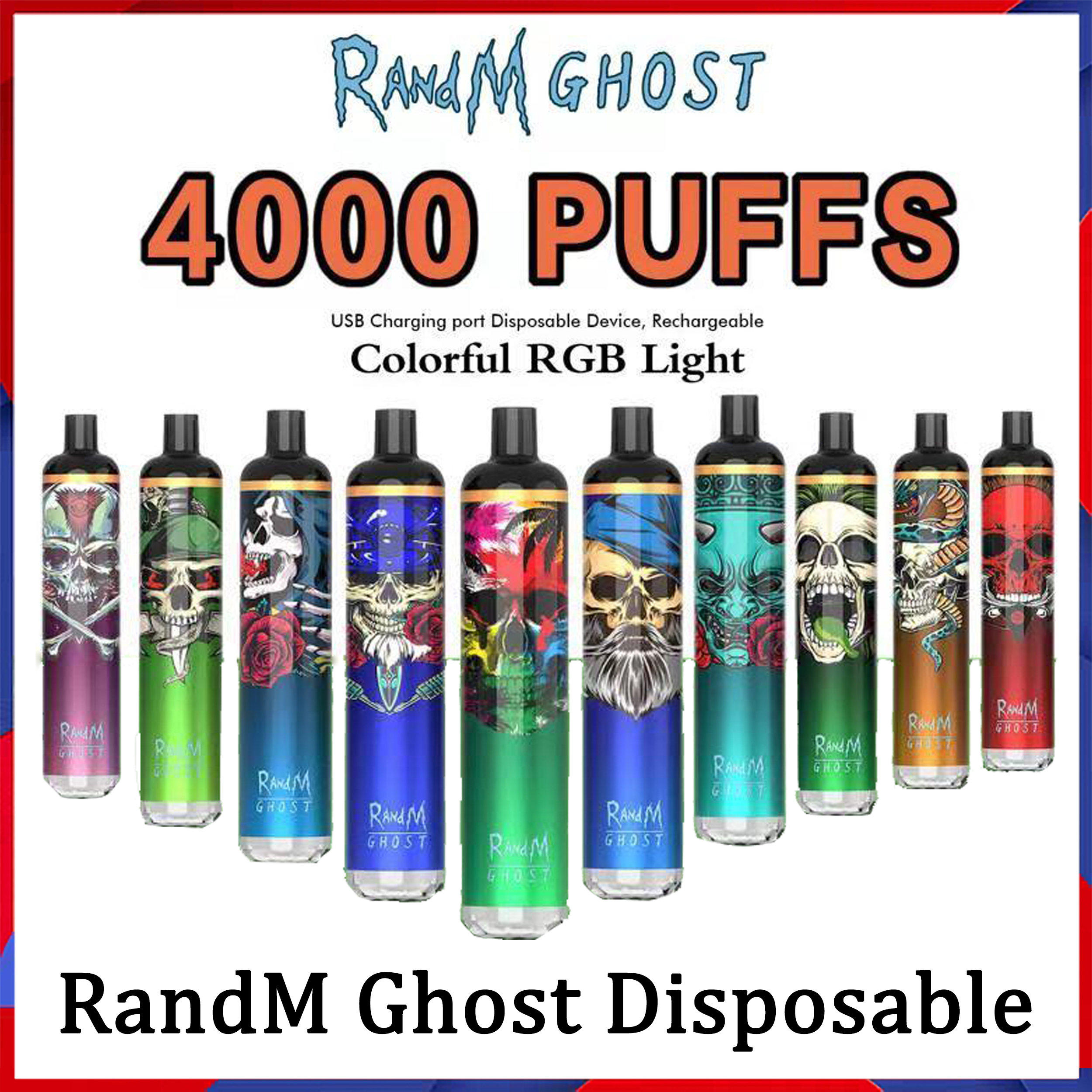 

Authentic RANDM GHOST E-cigarettes Disposable Vape Pod Device 4000puffs 10ml Prefilled Portable pen Stick Bar Systems Hang rope VS Bang xxl Max Pro
