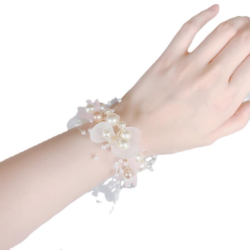 

Charm Bracelets Wedding Pearl Crystal Wrist Flowers Marriage Beautiful Bride Girls Jewelry