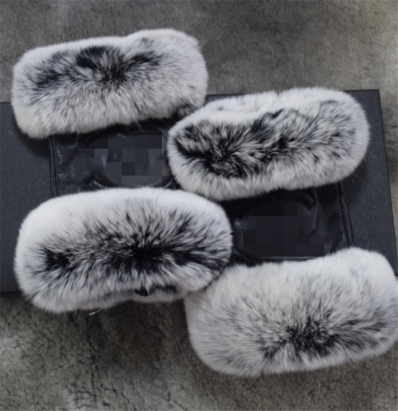 

Female winter leather gloves and fleece touch screen Rex rabbit fur mouth cycling warm sheepskin finger