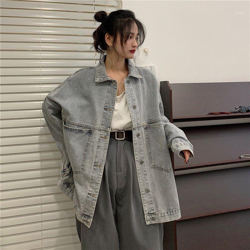 

Women's Jackets Denim Jacket Women Spring Autumn 2021 Korean Fashion Preppy Style High Street Personality Retro Casual Loose Trend, Blue