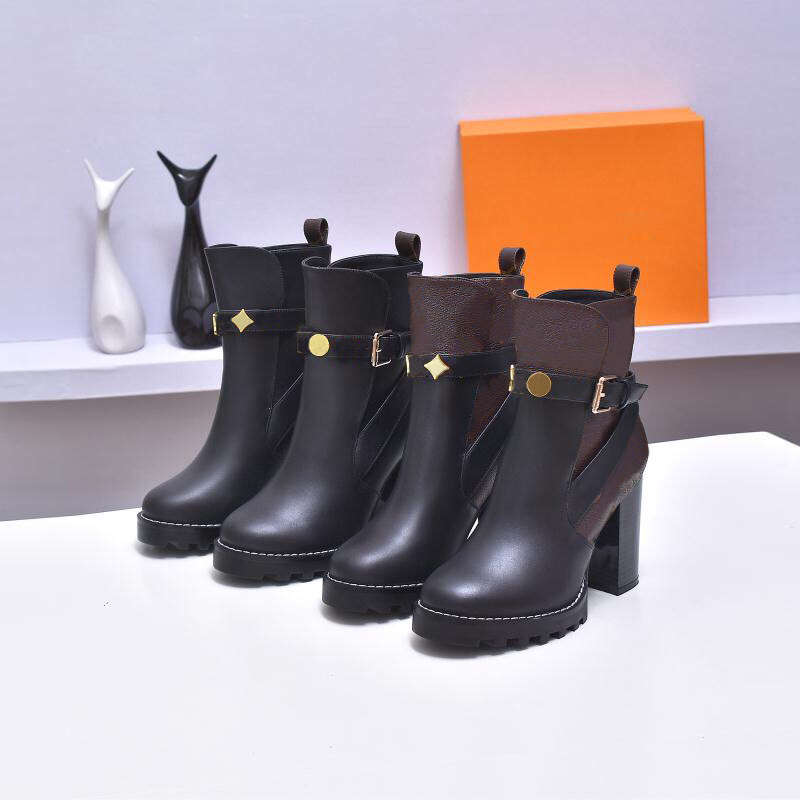 

2022 New Designer Boots Heels luxurys designers women booties ladies Ankle Boot Fashion womens Autumn winter high Heel short platform leather with box, Reserve
