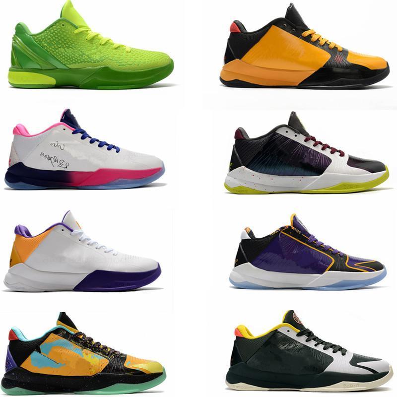

Mamba Zoom 5 Men Basketball Shoes Protro What If Lakers Bruce Lee Big Stage Chaos Prelude Metallic Gold Rings Sports Sneakers