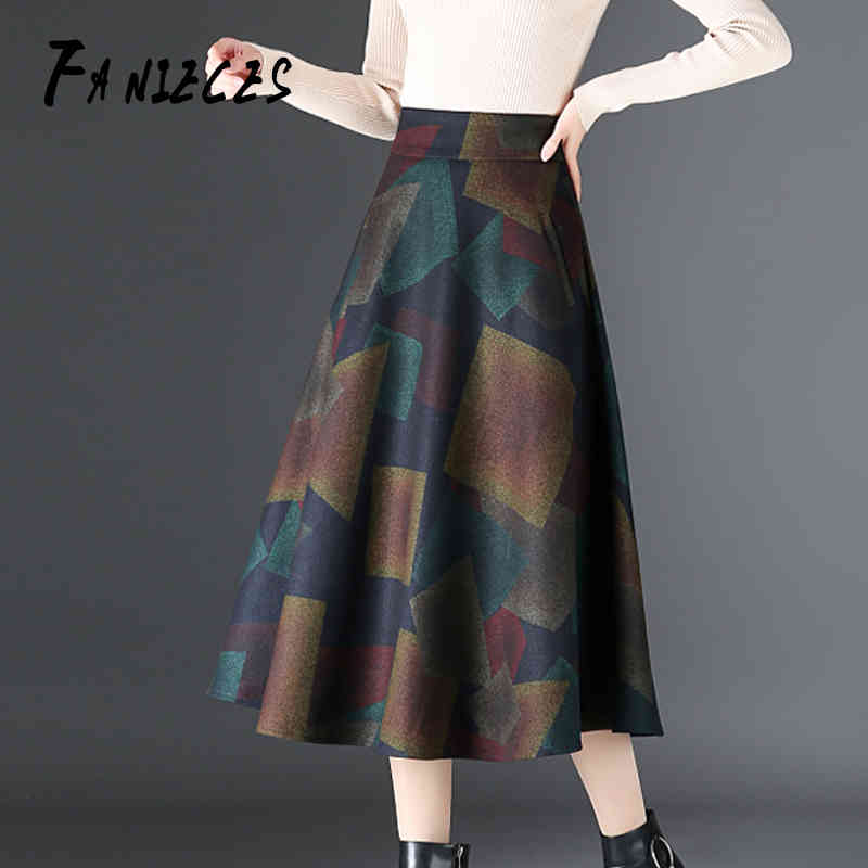 

High quality Winter Women's Wool Maxi Skirts Spring INS Fashion Vintage Woolen Skirt Female Streetwear Casual Saia Longa 210520, Jihe