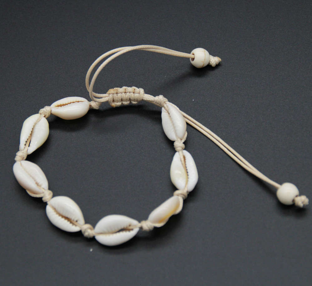 

Hand catenary Fashion jewelry natural bracelet hand knotted braided shell ring Anklet ultra low price, Black