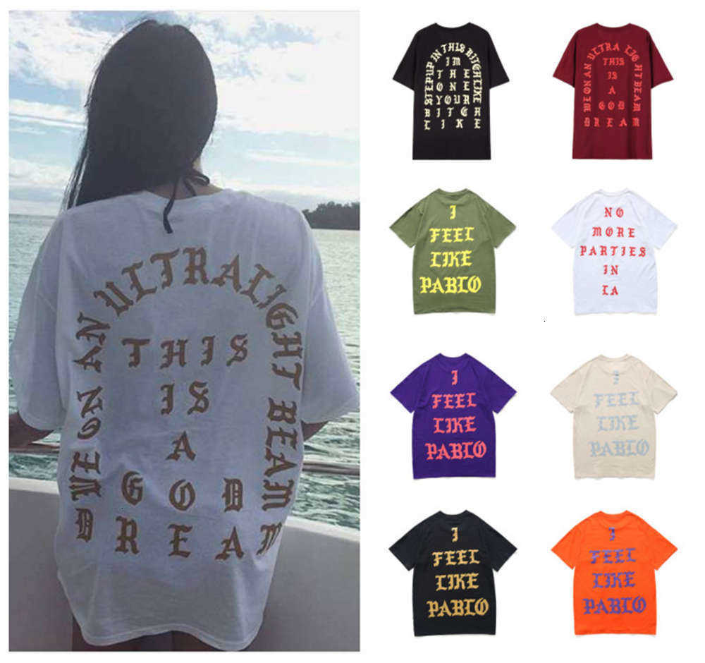 

Kanye West City limited I feel like Pablo fashion T-shirt couple, White;black
