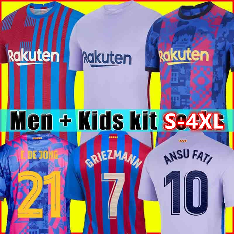 

S-4XL barcelona ANSU Camisetas de football soccer jersey PEDRI GRIEZMANN Kun Aguero BARCA 21 22 2021 2022 F. DE JONG DEST kit shirts men + k, Black;yellow