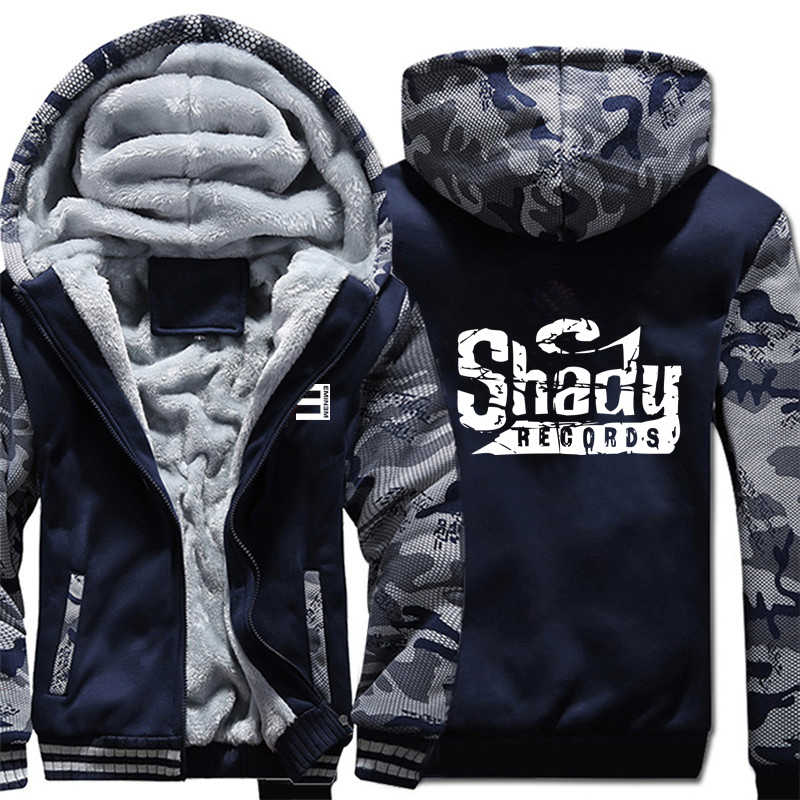 

Shady Records Hoodies Winter Camouflage Sleeve Jacket Men Fleece Eminem Sweatshirts, As picture