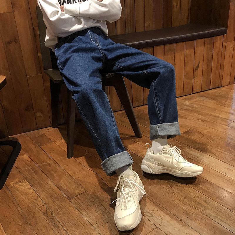 

Men's Pants Nice Korean Version Of The Couple Straight Loose Wild Spring And Summer Retro Cowhide Simple Men Tide Cotton Joggers, Baby blue