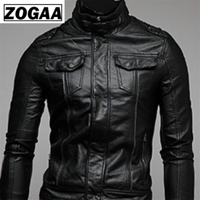 

ZOGAA Gentlemen Cavalier PU Leather Jacket Vintage Retro Moto Faux Punk Leather Jackets Motorcycle Clothing Coats 211111, Brown