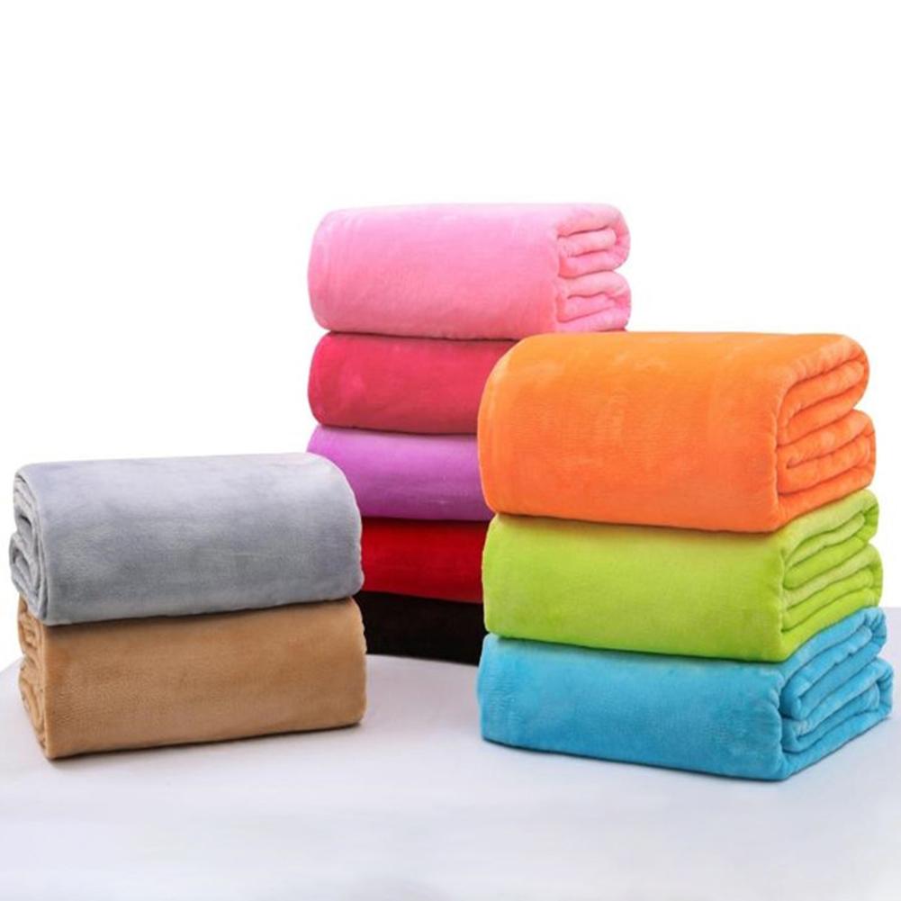 

Soft Warm Solid Coral Fleece Flannel Blanket Bedspread Cover Winter Warm Sheets Blankets Sofa Office Home Textile 50*70cm
