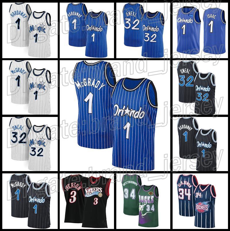 

Orlando Magic NBA Basketball Jerseys 1 Penny Hardaway Tracy McGrady Jonathan Isaac Milwaukee Bucks Giannis Antetokounmpo 34 Olajuwon Mitchell Houston Rockets, Jersey-hadawei