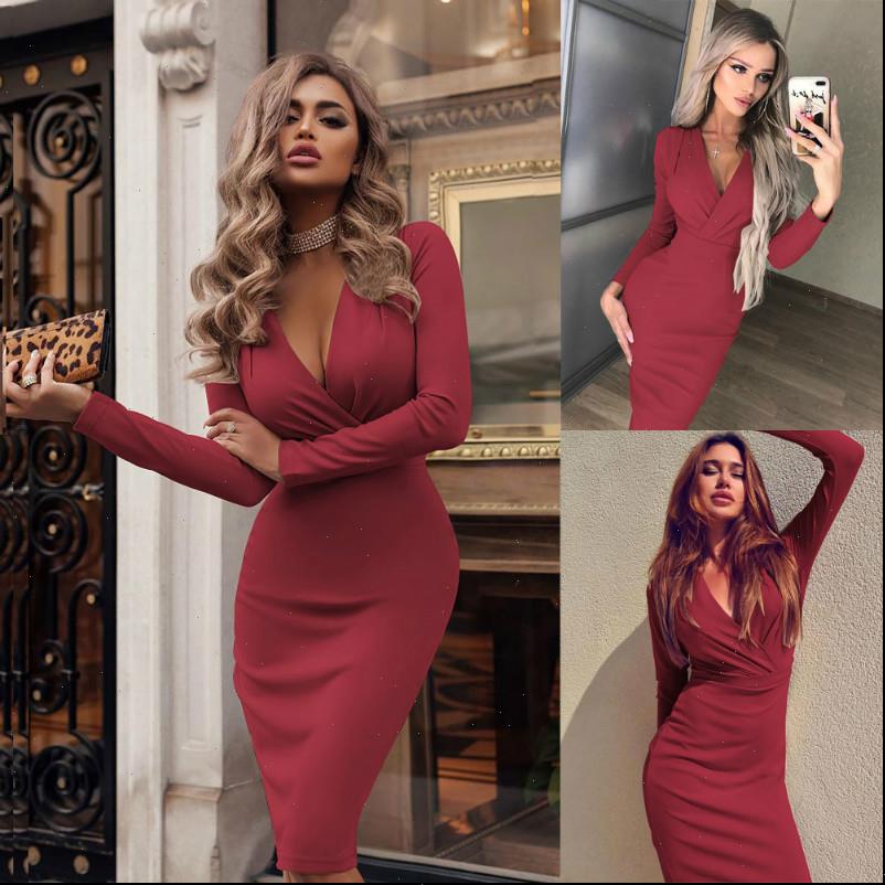 

elegant arrival v womens dress neck bodycon fold long sleeve evening party formal, Black;gray