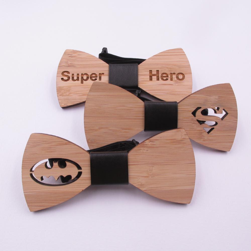 

Wood Fashion Bat Bow Tie Men Accessories Super Style Wooden Bowtie Best Gifts For Hero father For him
