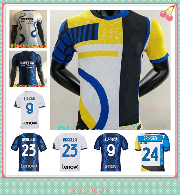 

20 21 22 Player version jerseys LUKAKU LAUTARO SKRINIAR GODIN SENSI soccer jersey ALEXIS BARELLA football kit shirts