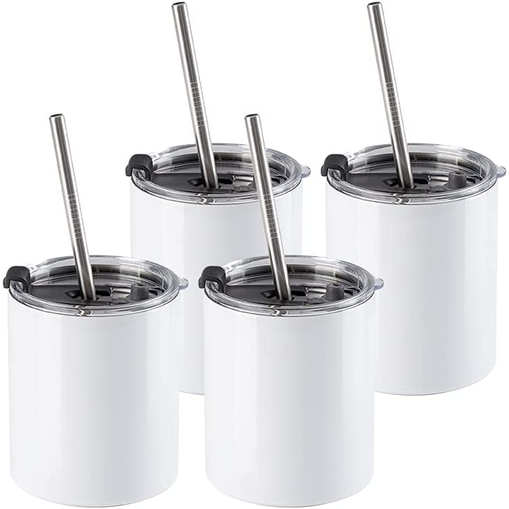 

Sublimation Blank Tumbler White 10 OZ Stainless Steel Tumbler with Straw and Lid Sublimation Coffee Cups Mugs for Cricut Mug Press Sublimation Print