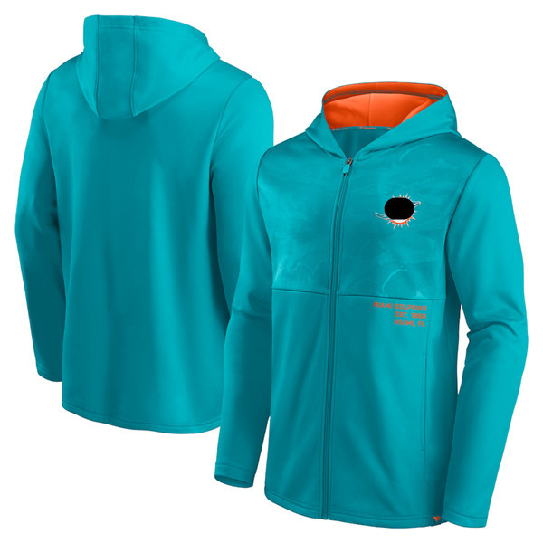 

Men's Miami Hot Style Dolphins Jackets Hoodies Zephyr Authentic Sweatshirt Full-Zip Jacket