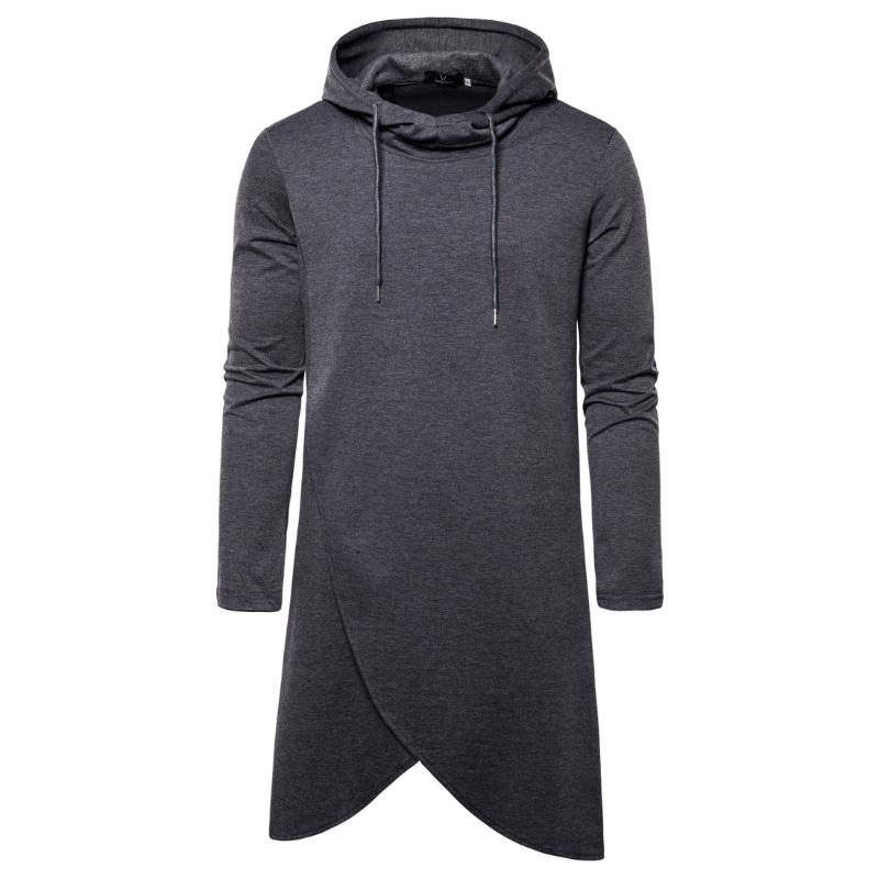 

Men' Hoodies & Sweatshirts Autumn European Size Irregular Hooded Long Coat Tracksuit Men, Black