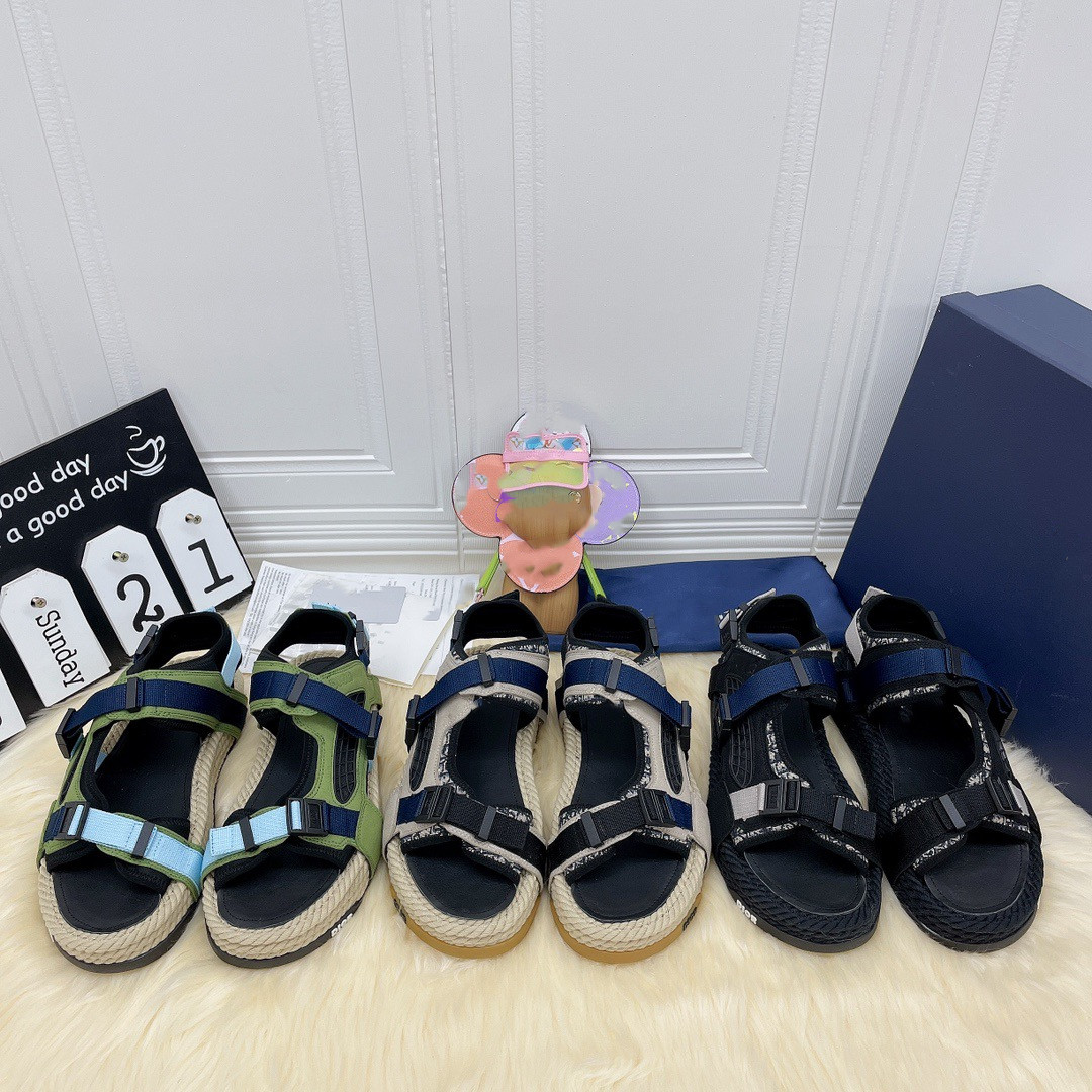 

women designers sandals shoes men slides luxury Straw with box high quality size 35-40 39-45, Black