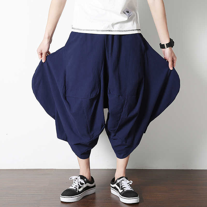 Men&#039;s Pants Cotton Baggy Cross Men Crotch Hip Hop Bloomers Calf-length Harem Korean Style Trousers Man 4mbz DOLC-image-703461595